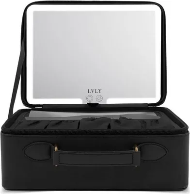 Produktbild von LVLY Kosmetikkoffer mit LED-Spiegel ca. 26 x 20 x 11 cm - inkl. Bürste & USB - C - Kabel | Schminktasche, Schminkkoffer, Organazier, Kosmetiktasche