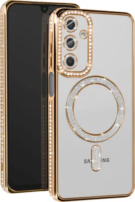 Image de Avizar, étui en diamant pour Samsung A16 - Protection MagSafe avec bordure en strass, or