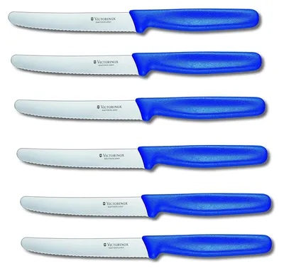 Produktbild von 6 Stück Tafelmesser Tischmesser Brotzeitmeser VICTORINOX Blau CLASSIC