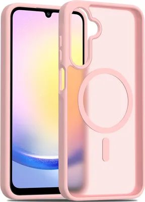 Image de Etui magnétique pour Samsung Galaxy A25, compatible avec MagSafe, dos transparent mat, antichoc Rose