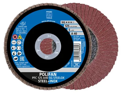 Productafbeelding van 10x PFERD schijfschuurplaat POLIFAN PFC 125 A40 SG STEELOX