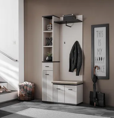 Obrázek produktu pro Stěna do předsíně PETUNIA 1 s podsedákem - kašmír / černá