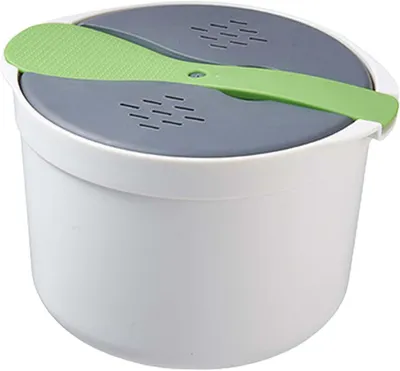 Produktbild von Multifunktionaler Reiskocher, mikrowellengeeigneter 2-Liter-Topf, Nudelkocher für Nudeln, Gemüse, Reis, Quinoa, Ramen, GRÜN