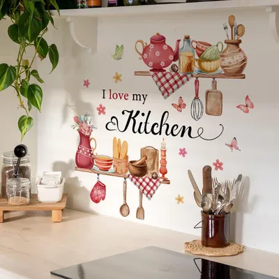 Produktbild von Muursticker-Aufkleber für Essen – Wandsticker für die Küche – Wanddekoration für das Wohnzimmer – Wanddekoration für das Schlafzimmer – Wanddekoration für das Kinderzimmer – 100% umweltfreundliches Vinyl