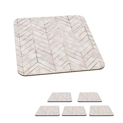 Obrázek produktu pro KitchenYeah® Skleněné podtácky Square Set of 6 Pattern - Luxury - Marble 10x10 cm Coasters for Glasses - Drink Coasters - Table Top Protection - Table Coasters for Cups Table Bar Glass