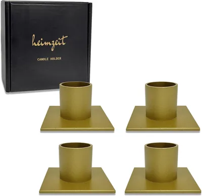 Imagen del producto de Soportes para velas metálicos, cuadrados, de 25 mm de diámetro, juego de 4, para velas pequeñas