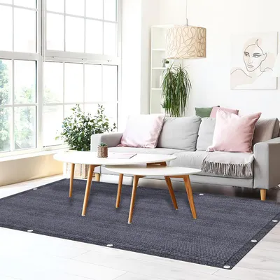 Immagine prodotto di Tappeto da campeggio, tappeto per tenda da campeggio, realizzato in HDPE da 240 g/m², dimensioni 250 x 400 cm, colore blu-grigio, 1 tappeto con 13 picchetti, stabilizzato contro i raggi UV e utilizzabile su entrambi i lati