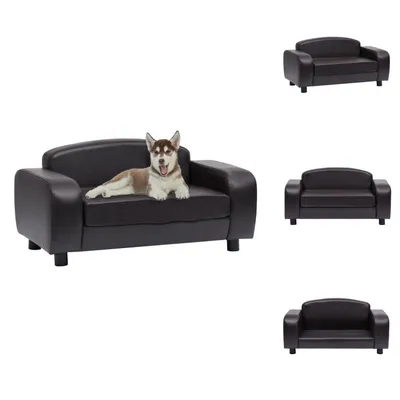 Image de vidaXL Canapé pour chien marron 80x50x40 cm en similicuir - Lits pour chiens