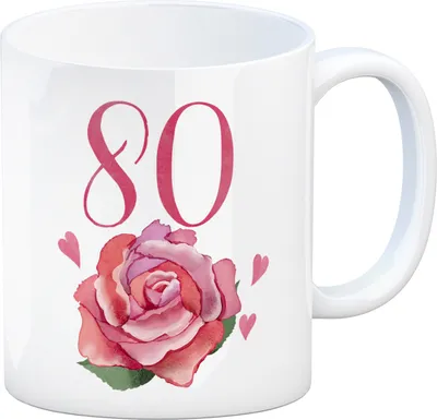 Produktbild von 80. Geburtstag Rose Kaffeebecher