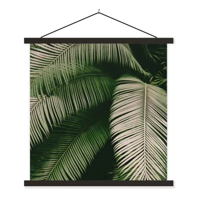 Produktbild von MuchoWow® Textilposter Palmwedel - Sommer - Tropisch 60x60 cm mit schwarzem Rahmen - Posteraufhänger