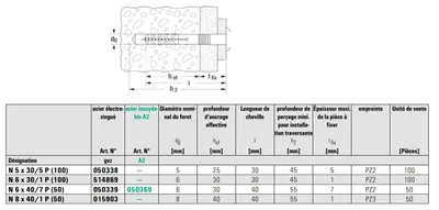 Image de Chevilles à frapper NP nylon 6X30 boîte de 100 - FISCHER - 00514869