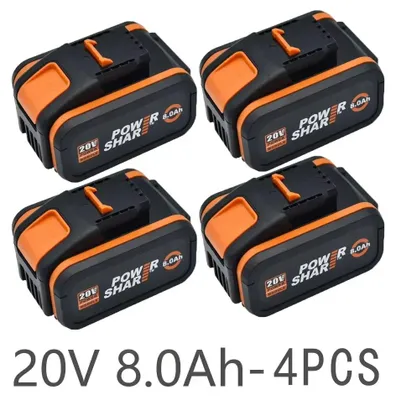 Obrázek produktu pro 20V 8,0Ah náhradní baterie - sada 4 ks Li-Ion baterií - vysoká kapacita - nabíjecí - kompatibilní s nástroji WA3553, WA3551, WX176, WX550, WX386