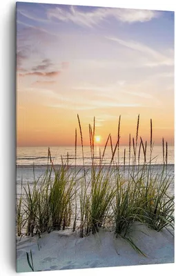 Produktbild von Bild auf Leinwand - Leinwandbild - Einteilig - Westen Sonne Strand - 80x120cm - Wand Bild - Wanddeko - Wandbilder - Leinwanddruck - Wanddekoration - Leinwand bilder - Wandbild - PA80x120-4201