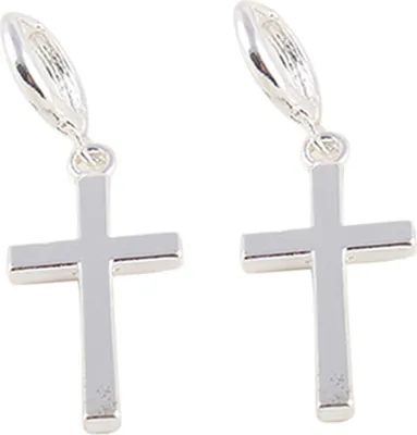 Produktbild von Ohrringe, exquisite, lichtbeständige Legierung, glatte Oberfläche, Kreuzform, Damenschmuck für Party-Silber
