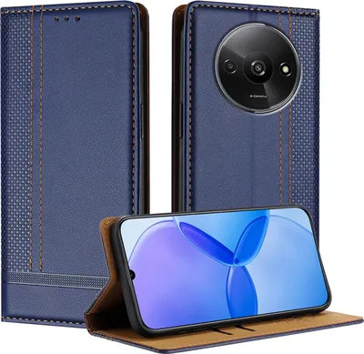 Produktbild von Handyhülle für Xiaomi Redmi A3 Leder Flip Klappbare Schutzhülle mit Standfunktion Blau