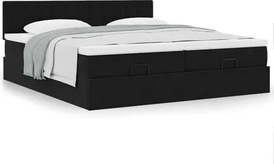 Produktbild von Maison Exclusive - Ottoman-Bett mit Matratzen Schwarz 160x200 cm Samt