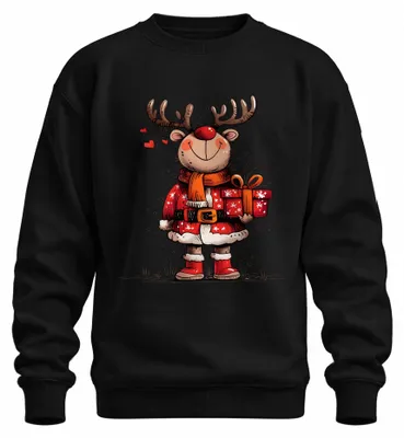 Imagen del producto de Camiseta de manga larga o sudadera con estampado de un reno Rudolph, ideal para regalar en Navidad, diseño divertido, uni, color , talla L