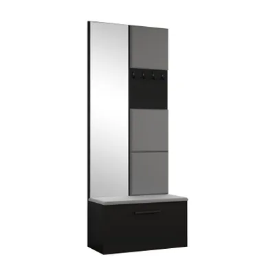 Image de AX LIVING Armoire avec miroir Rosanno III 80,6 cm noir JS90