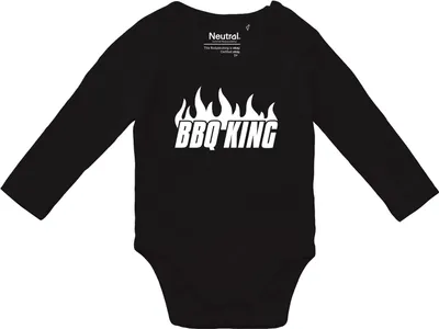 Produktbild von Huuraa Baby Body BBQ King Flammen 80 Black  Baumwolle Fairtrade Langarmbody Geschenkidee
