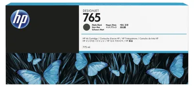 Produktbild von HP 765 Mattschwarz Designjet Druckerpatrone, 775 ml, HP Designjet T7200 Produktionsdrucker-Serie, Thermal Inkjet, Schwarz, Singapur, 54 mm, 115,9 mm