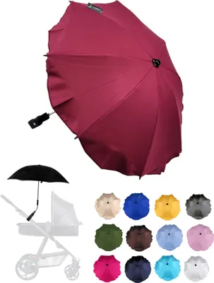 Produktbild von BAMBINIWELT Sonnenschirm für Kinderwagen Ø68cm UV-Schutz50+ Schirm Sonnensegel Sonnenschutz, kirsch
