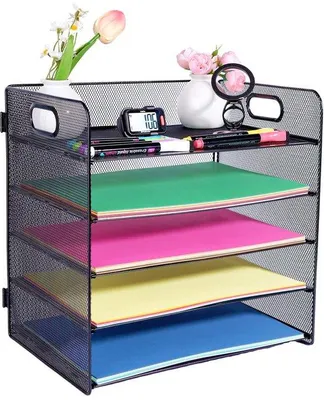 Obrázok produktu pre Regál s 5 zásuvkami na papier formátu A4, organizér na papier formátu A4 s úchytom, kancelársky organizér, zásuvka na písací stôl, priečinok na dokumenty, archivačná krabica na zložky formátu A4