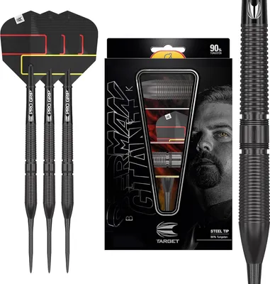 Produktbild von Target Darts Gabriel Clemens Black Edition Steel Tip Dartpfeile 21G 90% Wolfram mit Pro Grip Shafts