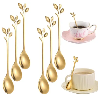 Kaffeelöffel aus Edelstahl, 6 Stück, gold, 12 cm