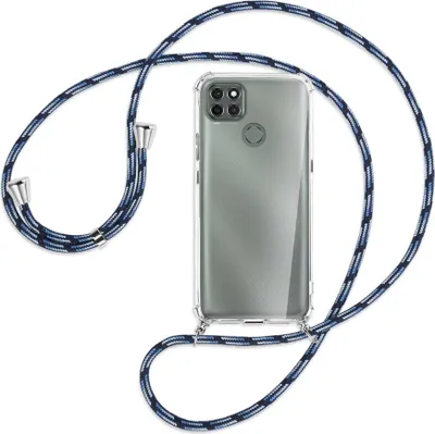 Produktbild von Handykette Backcover-Schutzhülle mit Band (Metall silberfarben) für Motorola Moto G9 Power - Blautöne