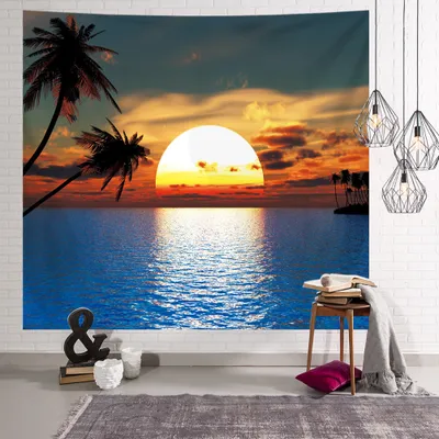 Produktbild von Wandteppich Mit Naturlandschaft, Wald, Strand, See, Bäume, Steinwolken, Wandbehang, ästhetischer Blick, Wandteppich Für Schlafzimmer, Wohnzimmer (150 cm x 130 cm,Farbe 17)