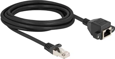 Produktbild von Delock - Netzwerkverlängerungskabel - RJ-50 (M) zu RJ-50 (W) mit Muttern - 3 m - S/FTP - ohne Haken - Schwarz