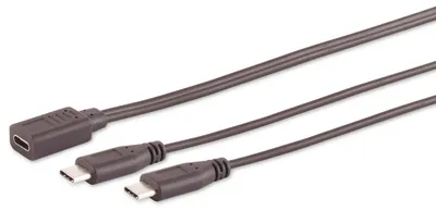 Image de S/CONN maximum connectivity Adapter, USB C femelle vers 2x USB C mâle, câble en Y, 2.0, noir, 0,3m (13-20020)
