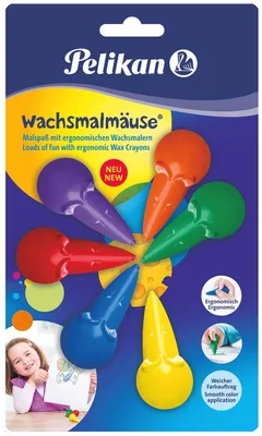 Produktbild von Pelikan Wachsmalmäuse farbig sortiert          6er Blister
