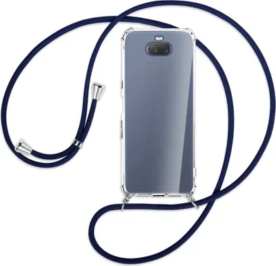 Produktbild von Handykette Backcover-Schutzhülle mit Band (Metall silberfarben) für Sony Xperia 10 - dunkelblau