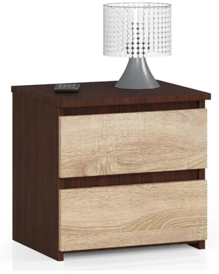 Produktbild von Kommode mit 2 Schubladen Kommode Organizer Kommode mit Schubladen 40 cm breit 40 cm hoch | venge-sonoma Holz Highboard Sideboard Schrank schmal