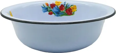 Produktbild von Tulpen Emaille Schüssel RUND 9 Liter emailliert mit Motiv ca 38-40 cm Durchmesser 478253735