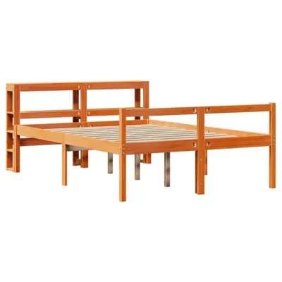 Produktbild von vidaXL Bettgestell mit Kopfteil ohne Matratze Wachsbraun 140x190 cm