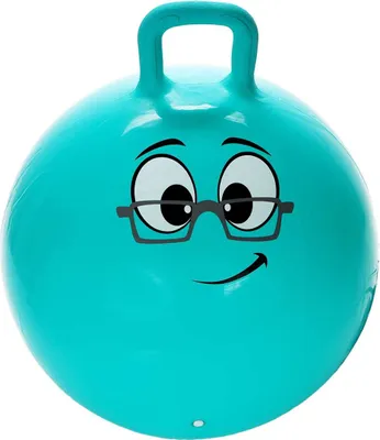 Produktbild von Kinder Hüpfball (Ø) ca. 55 cm mit lustigem Comic-Gesicht, Handgriff und Unterseite mit rutschfestem Profil, Tragkraft max. 50 kg, blau