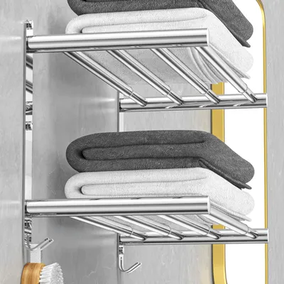 Produktbild von Uittrekbares Handtuchregal 17-30 Zoll - Verstellbar - Ohne Bohren - Edelstahl - Wandhalterung