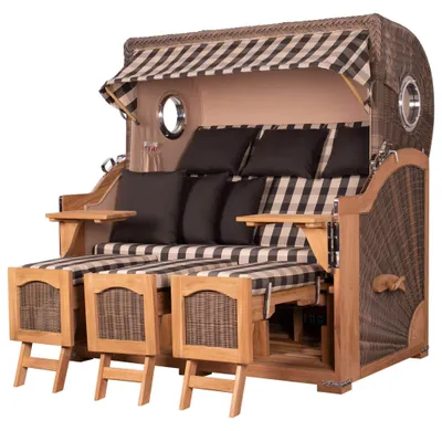 Produktbild von Strandkorb-Set - bene living - Ammersee Grande XXL Teak - PE grau - Modell 505 - inkl. Liftersystem