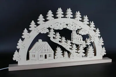 Obrázek produktu pro Svíčkový oblouk s domácím kostelem a osvětlením ŠxVxH 60x33x6cm NOVINKA