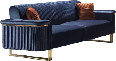 Immagine prodotto di Soggiorno blu 3 posti Divano in tessuto Mobili imbottiti eleganti