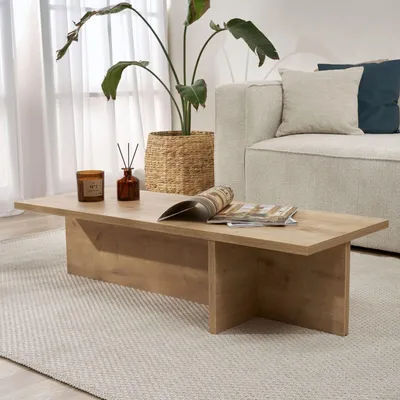 Image de Marmorito - Table Basse, 120x45x30h cm Chêne Marron, Forme Rectangulaire