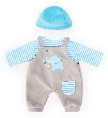 Immagine prodotto di Bayer Design 83876AA Completo per bambole 33-38 cm, tutina, top e cappellino, set, completo da elefante, blu, grigio a righe