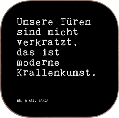 Produktbild von Mr. & Mrs. Panda Untersetzer für Gläser Unsere Türen sind nicht... - Schwarz - Geschenk, Katze Spruch, Coaster, Sprüche, Tier, Kater, Tassen, lustiger, Tassenuntersetzer