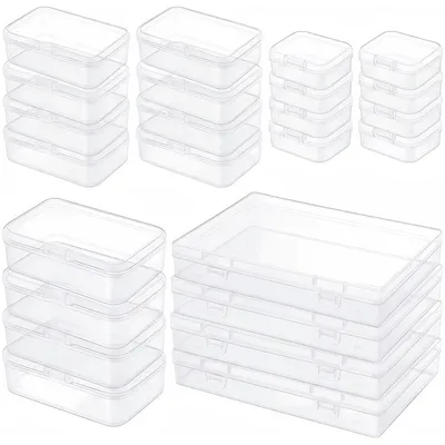 Aufbewahrungsboxen 24er-Set, 4 Größen, transparent, Plastik