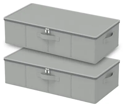 Immagine prodotto di Omgoods - Set di 2 contenitori portaoggetti sottobordo per coperte, dimensioni 60 x 30 x 15 cm