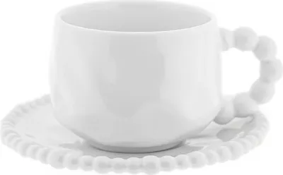 Produktbild von Pearly Kaffeetassen-Set mit Untertellern 180 ml aus Porzellan - 12-teilig