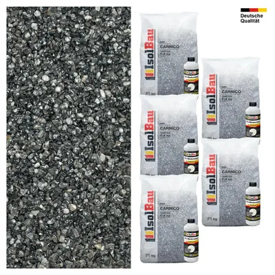Steinteppich SET Carnico 1-4 mm Marmorkies 125kg + PU-Bindemittel Set für 12,5m²
