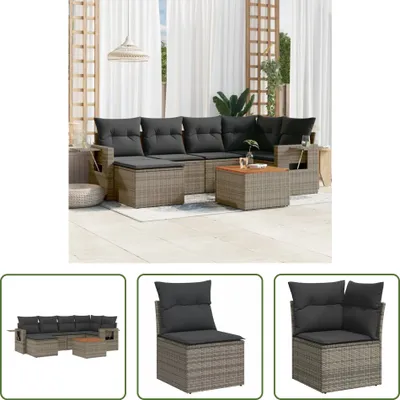 Produktbild von The Living Store 7-tlg. Garten-Sofagarnitur mit Kissen Grau Poly Rattan